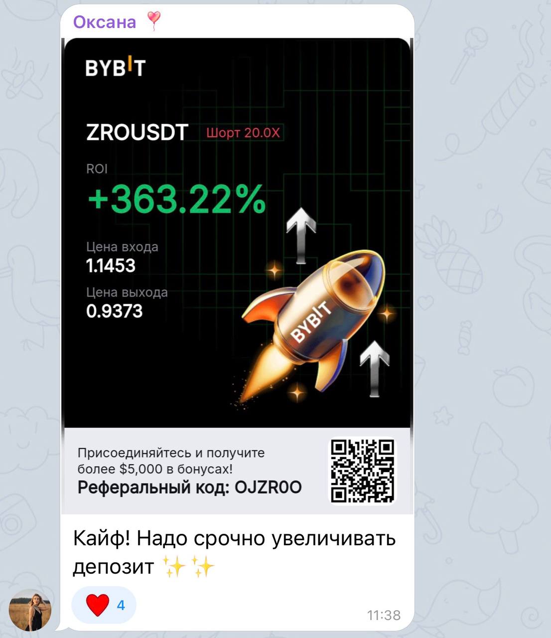Отзыв участницы Оксаны — ROI +363.22%